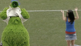 Watch As The Phillie Phanatic Tries To Get A Fan To Flash The Crowd